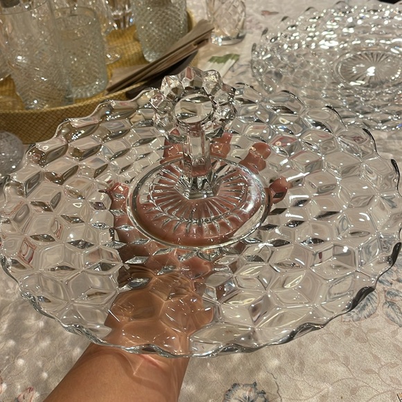 Vintage Fostoria American Center Handle Glass Serving Dish, lunch tray - Picture 5 of 5